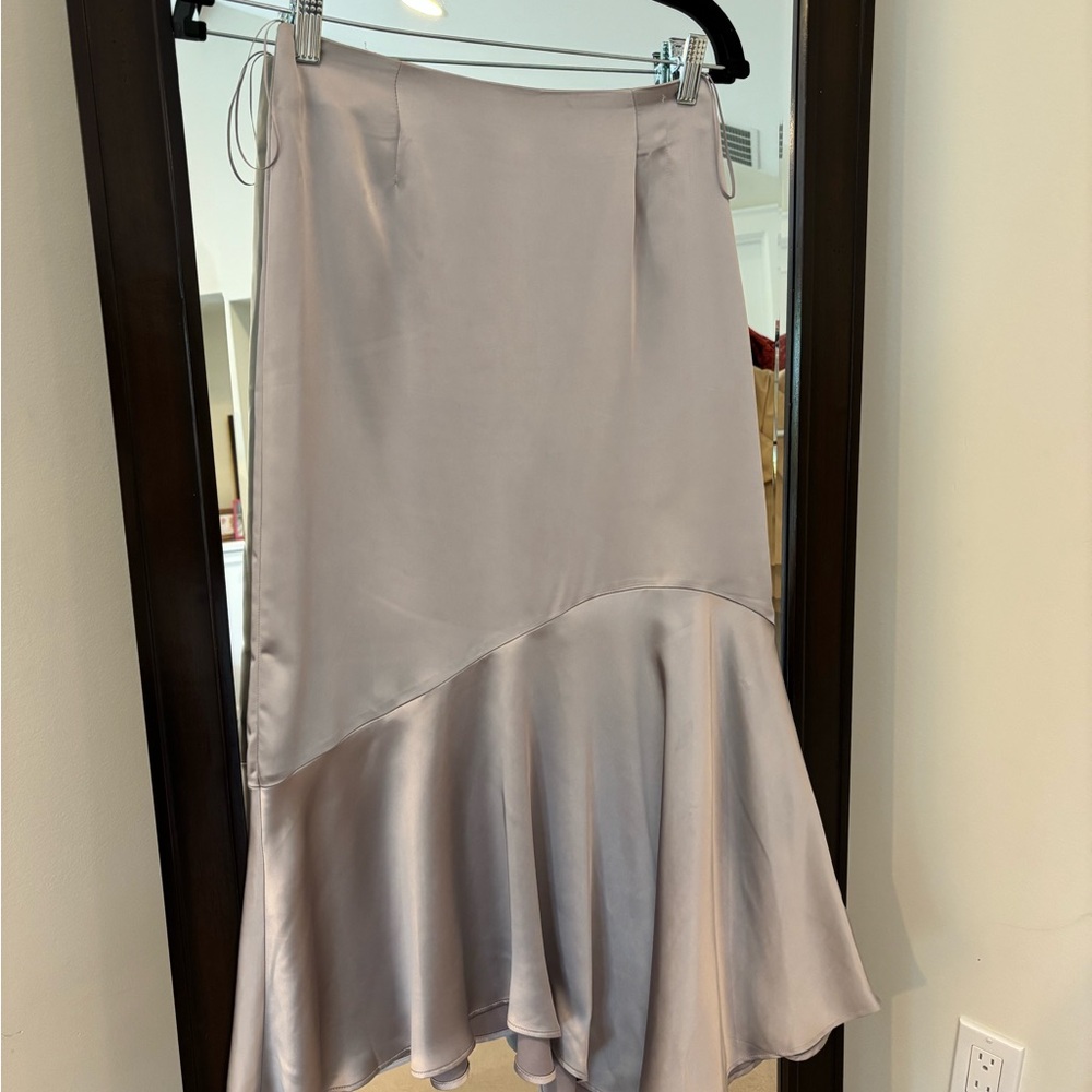 Steve Madden Silver Asymmetrical Midi Skirt